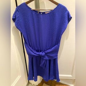 Rebecca Taylor royal purple front sash tie silk dress